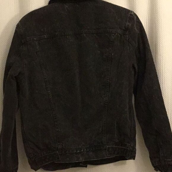 Levi Black Denium Shearling Jacket - Picture 4 of 5